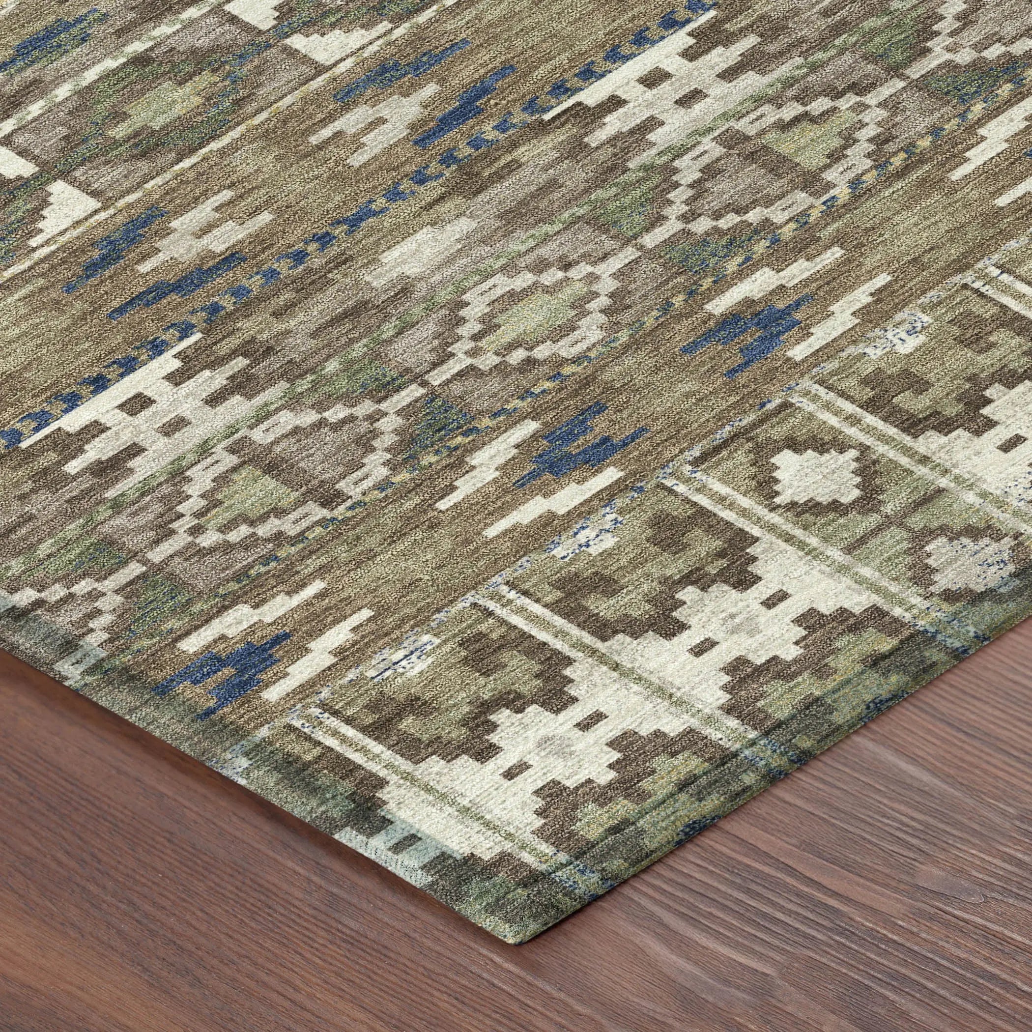 8' Brown And Taupe Round Geometric Washable Indoor Outdoor Area Rug Homeroots Outdoor